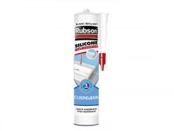 Mastic d'étanchéité cuisine et bain silicone, RUBSON, 280 ml blanc