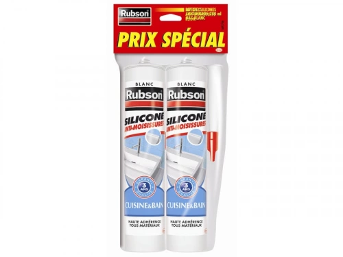 Mastic D'Étanchéité Cuisine Et Bain Rubson Silicone Blanc 2X280Ml