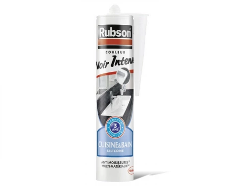 Mastic d'étanchéité cuisine et bain silicone, RUBSON, 280 ml noir