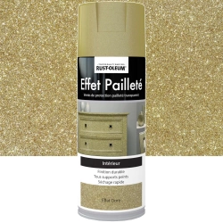 Peinture aérosol Effet paillettes pailleté RUSTOLEUM, doré, 0.4 l