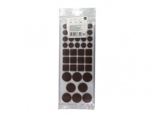 Lot de 120 patins feutres diam. 15 et 18 mm, carré de 19 x 19 mm marron