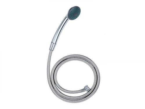 Pommeau de douche simple avec flexible, chromé