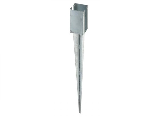 Support lame À Enfoncer Acier Galvanisé Gris, H.75 Cm X Section 70 X 70 Mm