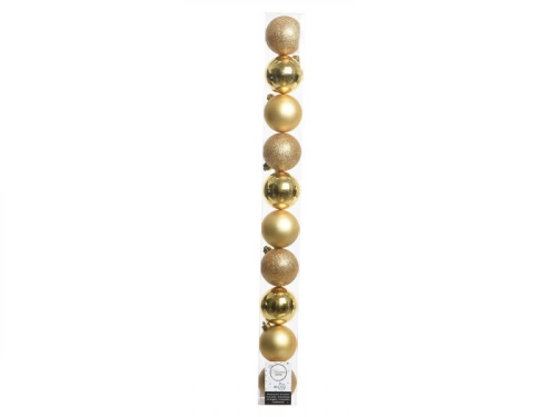 Tube de 10 boules pour arbre de Noël or
