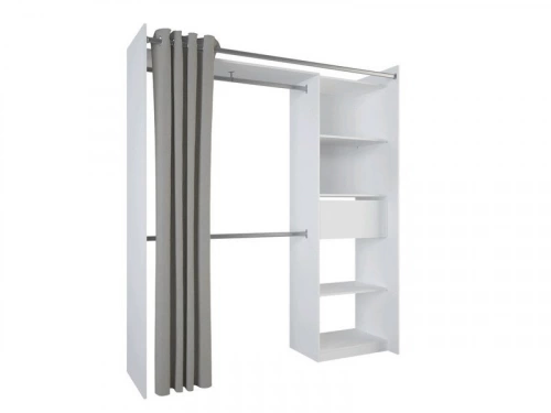 Kit dressing New star blanc avec rideau H.200 x l.122,8/177,2 x P.50 cm