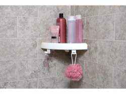 Etagère de bain / douche d'angle, blanche, Snap up shelf