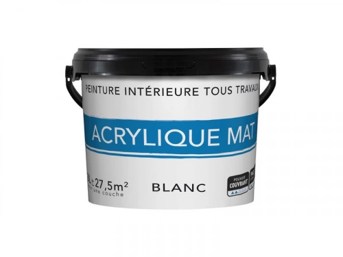 Peinture intérieure mur et plafond tous travaux, 3 L blanc mat