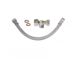 Kit Robinet D'Arrêt Wc + Flexible + Joint Laiton Nickelé