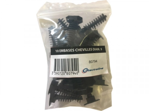 Lot de 10 embases pour cheville, L. 9 mm