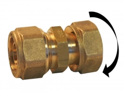 Raccord droit avec écrou libre à compression en laiton femelle pour tube en per, diam. 12 15 x 21