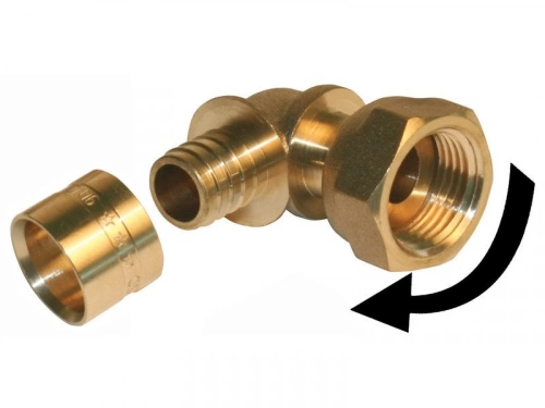 Raccord coudé 90° à glissement en laiton F 15 x 21 pour tube PER