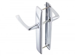 2 poignées de porte acier sans trou, acier entraxe 195 mm