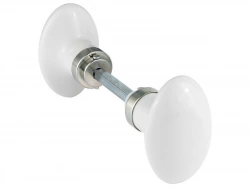 Lot De 2 Boutons De Porte Uni Porcelaine De Limoges Nickelé Mat