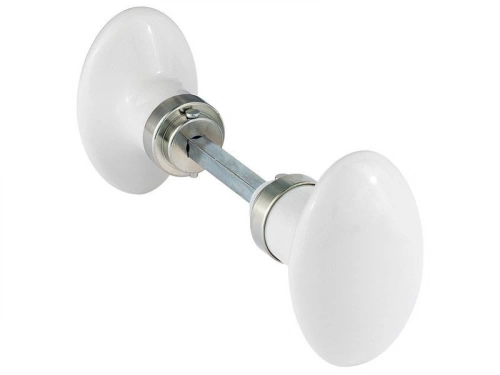 Lot De 2 Boutons De Porte Uni Porcelaine De Limoges Nickelé Mat