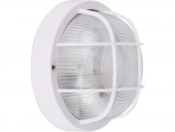 Hublot E27 Avec Grillage, Max 60 W, Sans Ampoule, Rond, Blanc