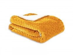 Plaid Chevron-sherpa, moutarde l.130 x L.170 cm