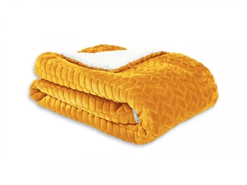 Plaid Chevron-sherpa, moutarde l.130 x L.170 cm