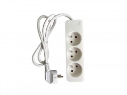 Multiprise filaire à 3 prises, LEXMAN, L.1 m blanc