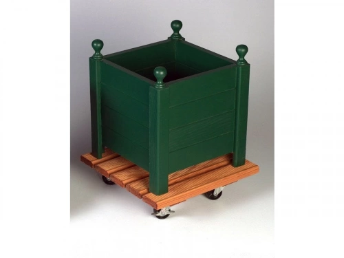 Support Pot Avec Roulette Carré Bois, H.10 X L.40 Cm