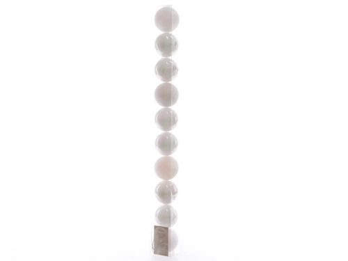 Boule noel plastique blanc irise brillant/mat/paillettes d6 x10