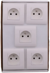 Lot de 5 prises avec terre Chantier, blanc