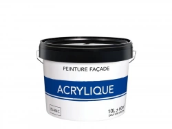 Peinture acrylique extérieure pour façade, 10 L blanc mat