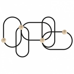 Patère à visser, 4 têtes, noir/bois, Anna