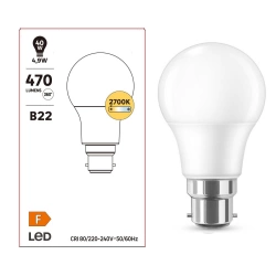 Ampoule led, B22, 470lm = 40W, blanc chaud
