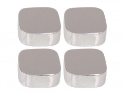 Jeu de 4 fixations miroirs coins ronds chromés
