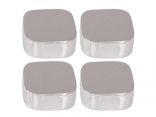 Jeu de 4 fixations miroirs coins ronds chromés