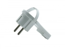 Fiche électrique plate mâle 2 pôles + terre, 16A blanc