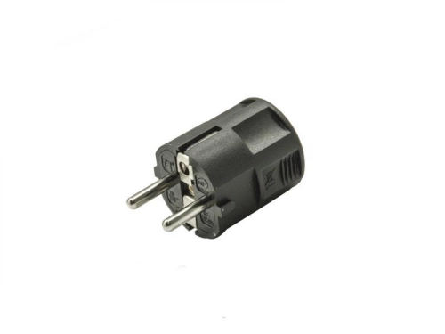 Fiche électrique mâle 2 pôles + terre connexion en haut, 16 A noir