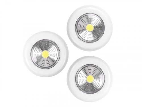Lot de 3 éclairages bouton poussoir led à pile 3AAA blanc neutre