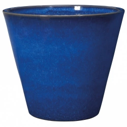 Pot à plante terre cuite émaillée Kinfolk bleu, Diam.36.5 cm