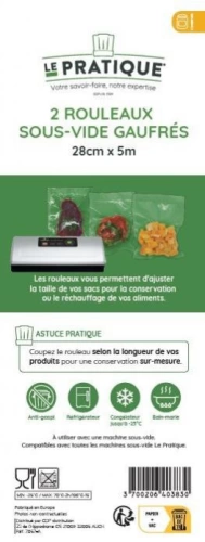 Lot 2 rouleaux gaufres 28x500 cm ss vide