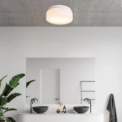 Plafonnier salle de bain 2xe27 d25 plastique/métal ip44 blanc 1er prix