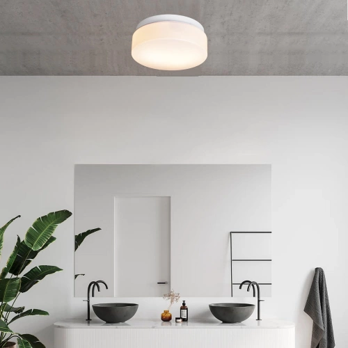 Plafonnier salle de bain 2xe27 d25 plastique/métal ip44 blanc 1er prix