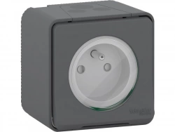 Prise avec terre saillie Mureva, gris anthracite