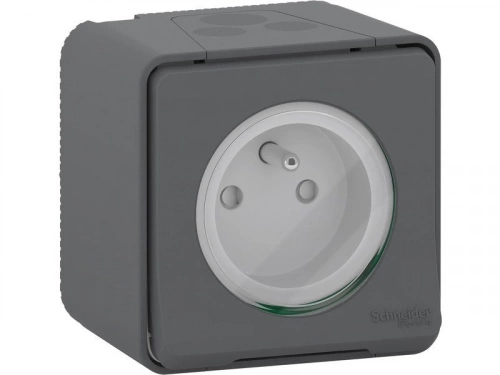 Prise avec terre saillie Mureva, gris anthracite