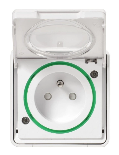 Prise étanche saillie complet Mureva Styl, SCHNEIDER ELECTRIC, blanc