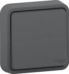 Interrupteur va-et-vient étanche encastré complet Mureva Styl, SCHNEIDER ELECTRIC, anthracite