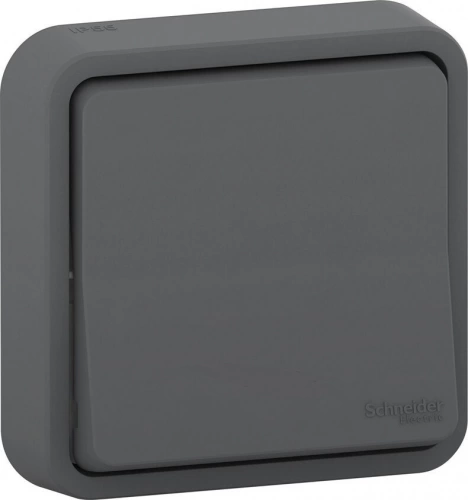 Interrupteur va-et-vient étanche encastré complet Mureva Styl, SCHNEIDER ELECTRIC, anthracite