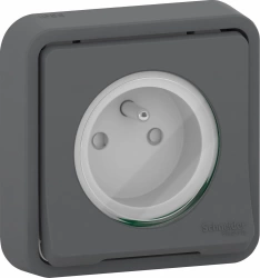 Prise avec terre étanche encastrée complet Mureva Styl, SCHNEIDER ELECTRIC, anthracite