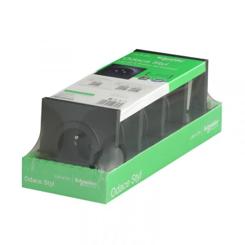 Lot de 5 prises avec terre complet Odace, SCHNEIDER ELECTRIC, gris anthracite