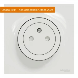 Prise avec terre affleurante, complet, SCHNEIDER ELECTRIC Odace, blanc