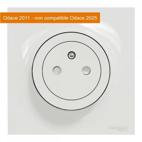 Prise avec terre affleurante, complet, SCHNEIDER ELECTRIC Odace, blanc