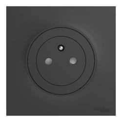 Prise avec terre affleurante complète Odace, SCHNEIDER ELECTRIC, anthracite