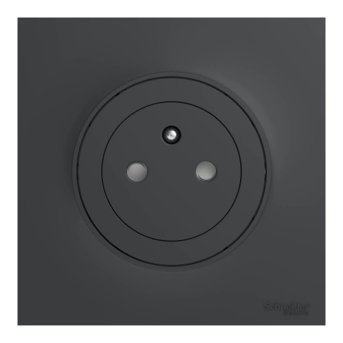 Prise avec terre affleurante complète Odace, SCHNEIDER ELECTRIC, anthracite