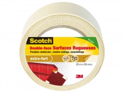 Rouleau adhésif double face surfaces rugueuses, SCOTCH, L.20 m x L.50 mm