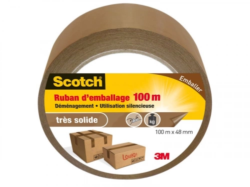 Adhésif emballage une face multiusage, SCOTCH, L.100 m x L.48 mm marron